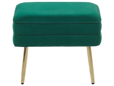 Sovana Ottoman – Luxurious Modern Design with Natural Wood Frame and Golden Metal Legs