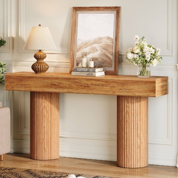 صورة أڤيرا طاولة جانبية – خشب طبيعي مع أرجل أسطوانية مستديرة