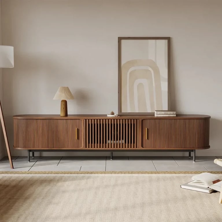 Valeno – Practical TV Unit – Natural Wood with Metal Legs