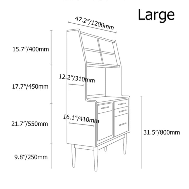 Prosy Kitchen Cabinet – Natural Wood with Glass Doors and Gold Handles