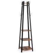 Coat Rack With 8 Dual Hooks And 4-Tier Storage Shelves