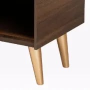 Brixton - Natural Wood Shoe Cabinet with Gold-Tone Legs