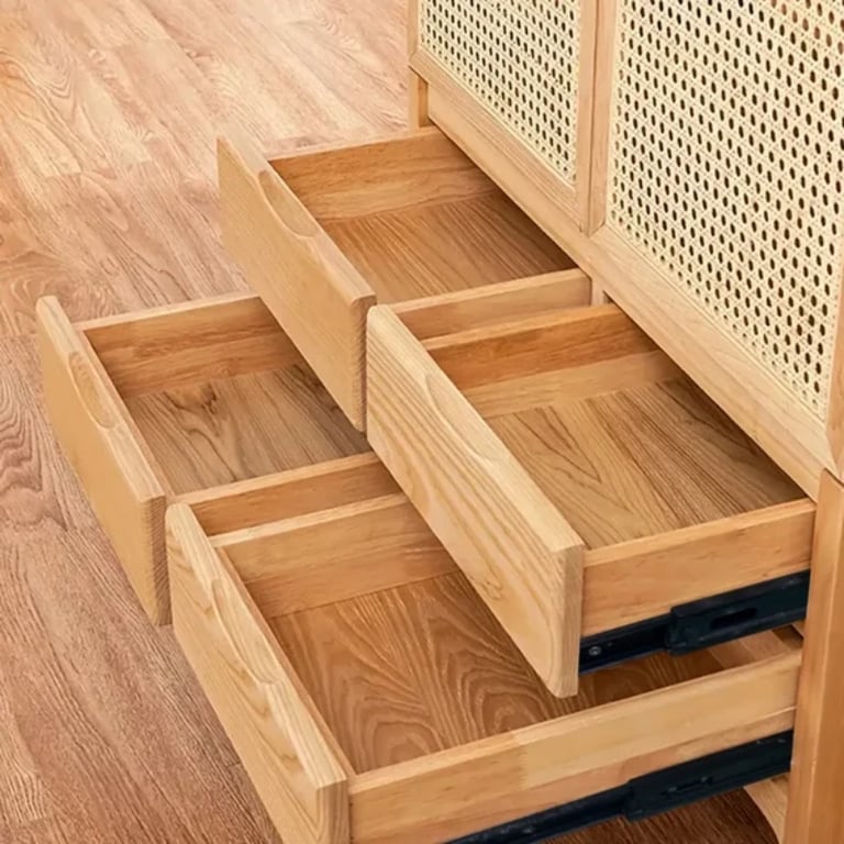 صورة دولاب جاباندي من الراتان - 2 باب وأربعه درج