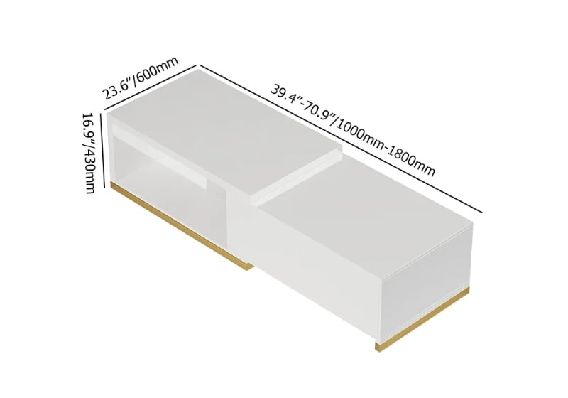 Luvano Extendable Coffee Table – White Finish with Storage Shelf