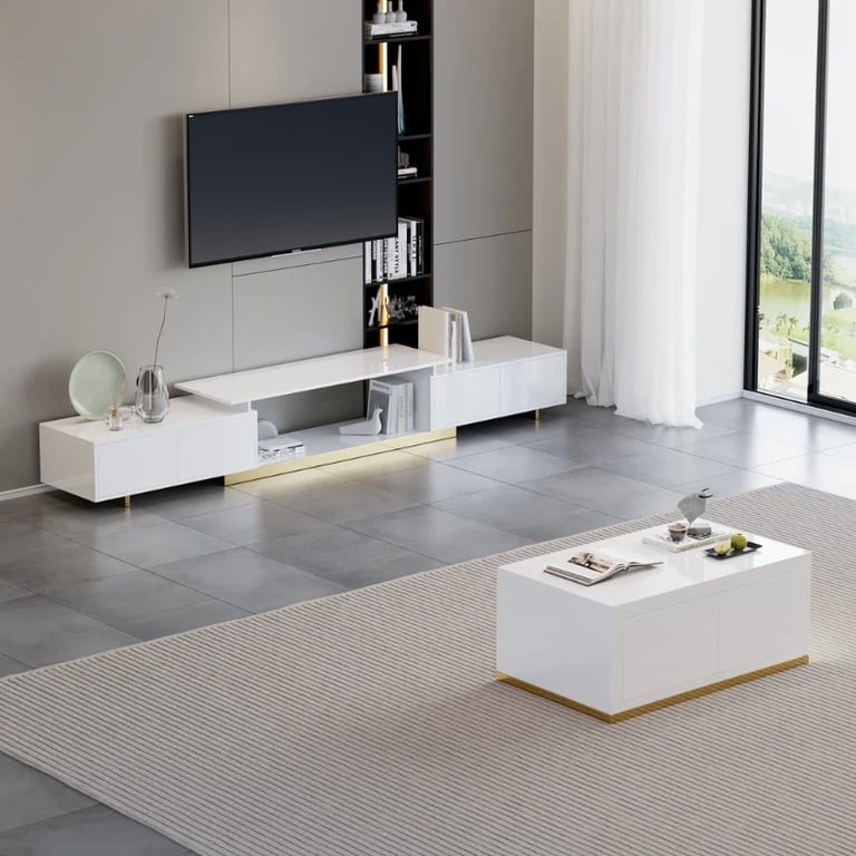 Ardena Living Ensemble – Natural Wood TV Unit & Table Set