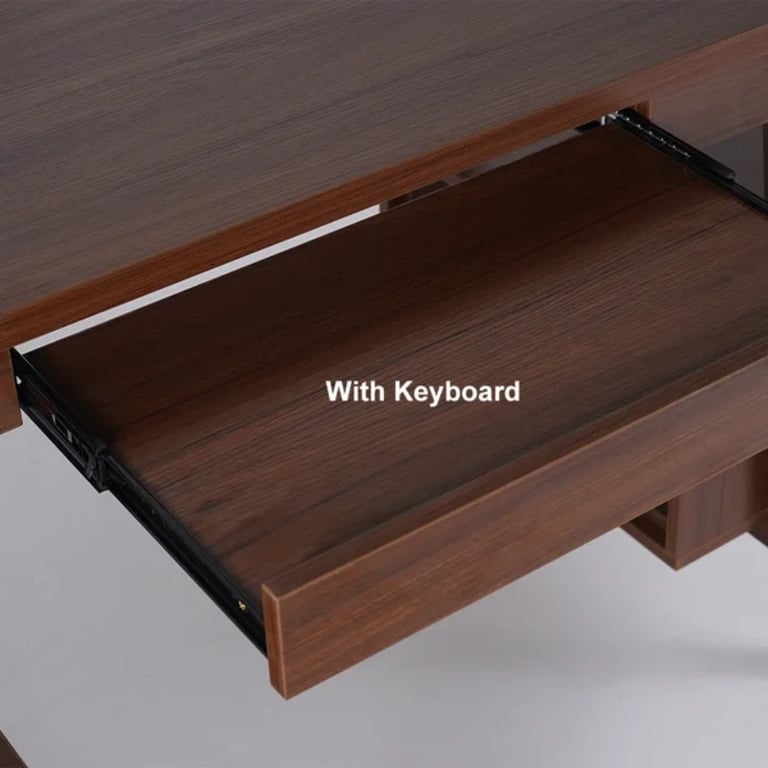 Picture of Ultic – L-Shaped Natural Wood Home Desk with Drawers & Shelf