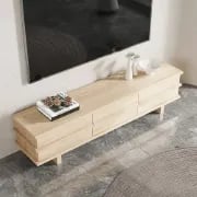 Rectangle Wood TV Stand in Nature Media Console with 3 Drawers
