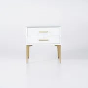 Hype Nightstand – Glossy Modern Design with Two Drawers and Gold Legs