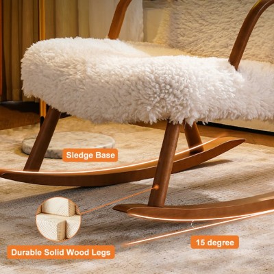 Picture of Hais Sherpa Rocking Armchair – Natural Wood Base with Soft Upholstery