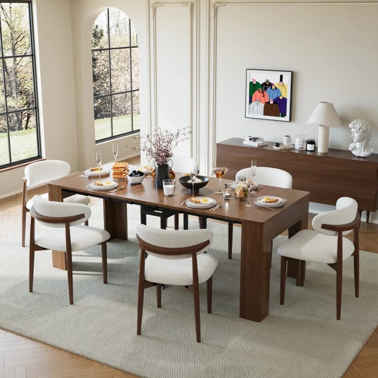 صورة كرسي الطعام إليو بظهر منحني – تصميم أنيق من الخشب الطبيعي المعالج