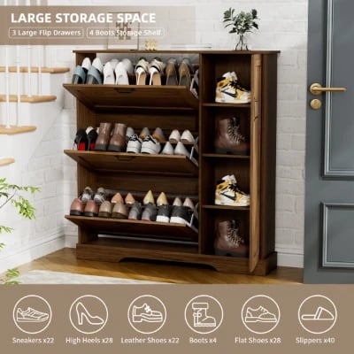 Montreil – Large Natural Wood Shoe Cabinet