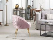 Picture of Divano Curved Accent Chair – Natural Wood with Plush Upholstery