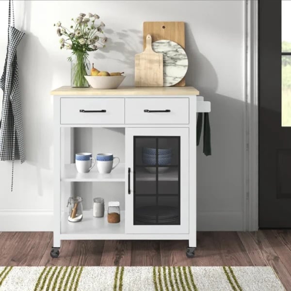 Plippi Wood Rolling Kitchen Cart