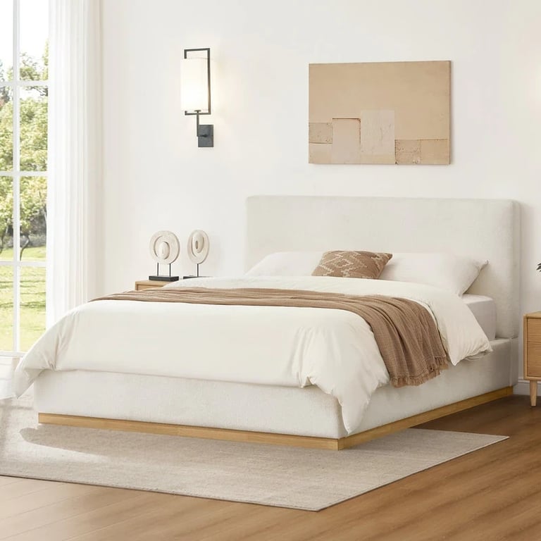 Lunessa Upholstered Queen Bed – Natural Wood