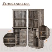 Ferdi Rustic Kitchen Pantry Storage Cabinet with Barn Door Design