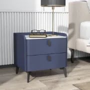 Picture of Terryé Nightstand – Natural Wood Design with Faux Marble Top