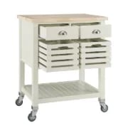 Diwai Rolling Kitchen Cart with Solid Wood Top