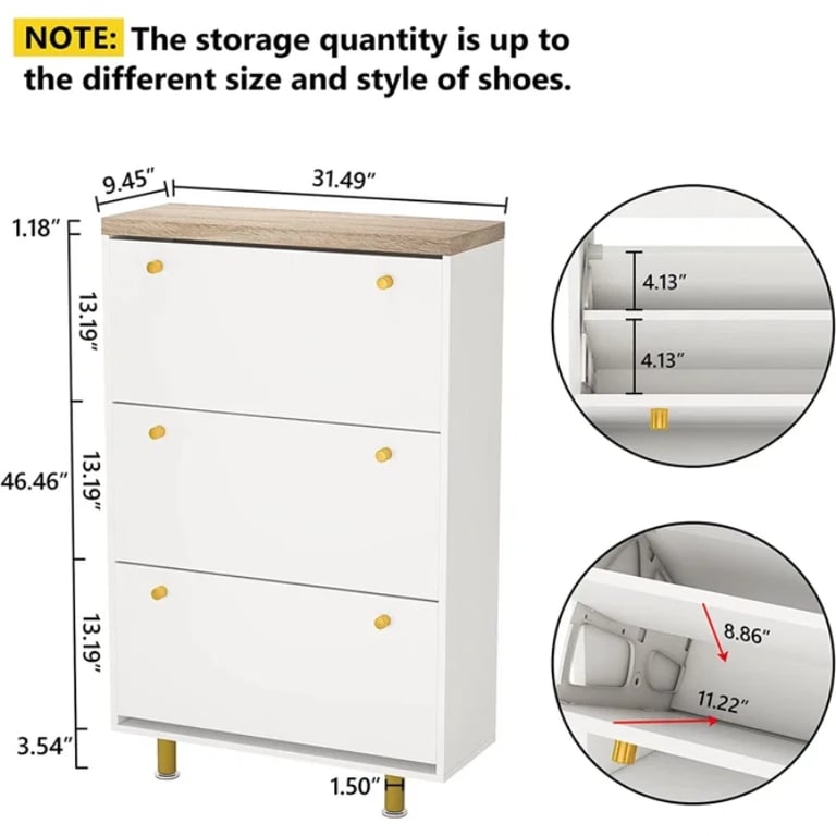 WalnutBlack 24 Pairs Solid + Manufactured Wood Shoe Storage Cabinet