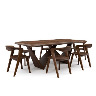 Virel Dining Set – Sculptural Natural Wood Design
