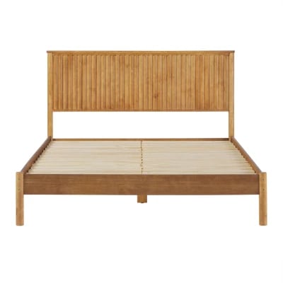 Arden Natural Wood Bed – Vertical Slat Headboard