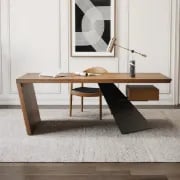 Picture of Zekar – Natural Wood Accent Desk with Handcrafted Knot-Inspired Top