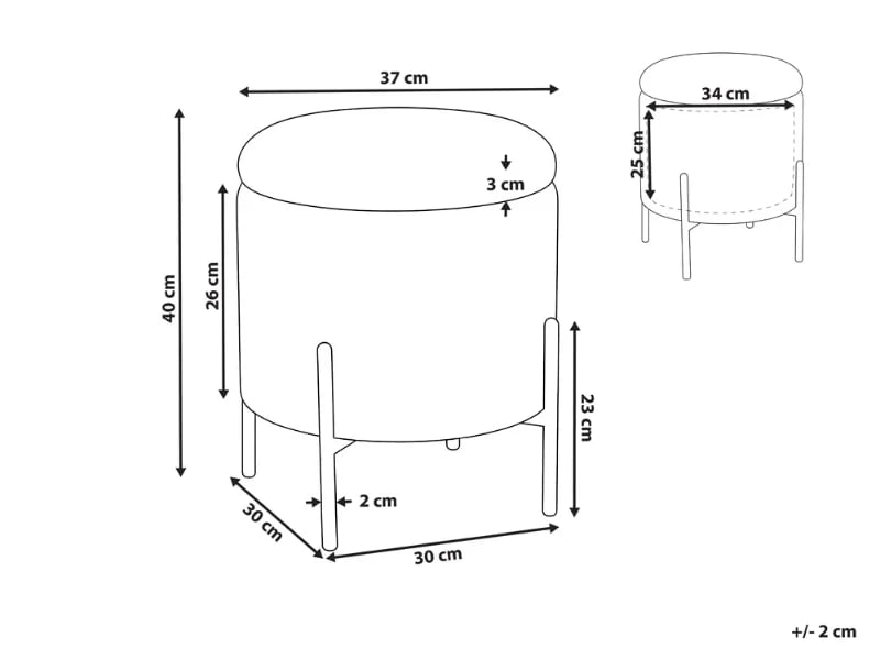 Ventro - Round Velvet Stool with Metal Legs