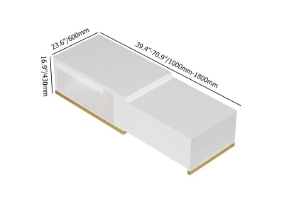 Luvano Extendable Coffee Table – White Finish with Storage Shelf