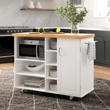 Moulden Small Kitchen Island with Wheels - Natural Wood
