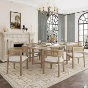 Lioren Dining Set – Natural Wood & Rattan