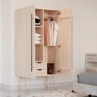Picture of Levie Natural wood Wardrobe with 2 doors