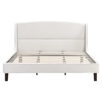 Monroe – Elegant Upholstered Bed with Natural Wood Frame