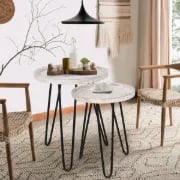 صورة طاولة جانبية حديثة خشب طبيعي هارڤ  - قطعيتن