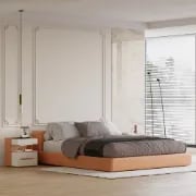 Fylora Nightstand – Natural Wood Frame with Marble Top