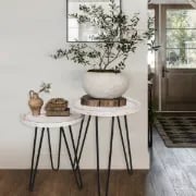 صورة طاولة جانبية حديثة خشب طبيعي هارڤ  - قطعيتن