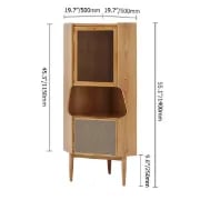 Hutch Natural Corner Cabinet 2-Door with Rattan