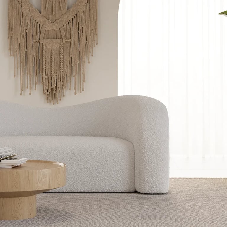 Lunaro Curved Bouclé Sofa – Modern Two-Seater Design