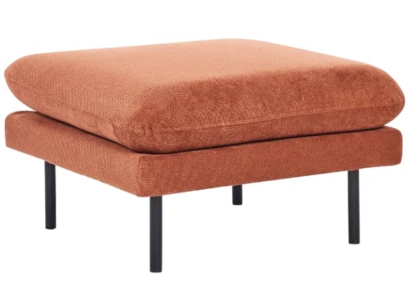 Tavine Ottoman – Modern Woven Fabric Design with Natural Wood Frame and Metal Legs