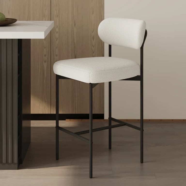 Vellor Upholstered Counter Stool – Black Frame