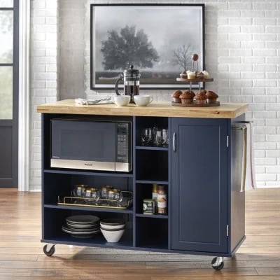 Moulden Small Kitchen Island with Wheels - Natural Wood