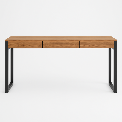 Picture of Ravion – Rustic Natural Wood Desk with Metal Frame & Drawers