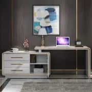 Picture of Laro – Modern Natural Wood Desk with File Cabinet & Drawers