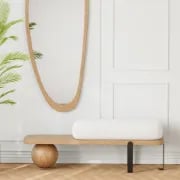 Orin – Elegant Modern Bench – Natural Wood with Metal Legs