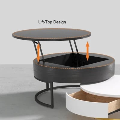 صورة ڤاليرو – طاولة قهوة من الخشب الطبيعي بتصميم فني وأدراج تخزين منزلقة