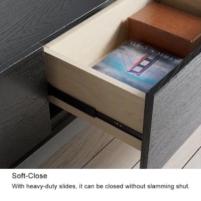 صورة وحدة تلفزيون لوناۤرا قابلة للتوسيع – خشب طبيعي مع 3 أدراج تخزين