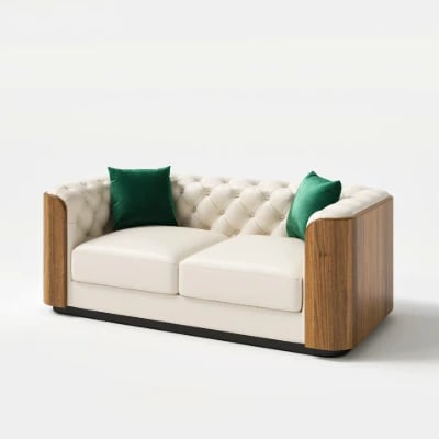 Montclair – Luxury Sofa Set with Two Sofas and an Armchair in Natural Wood Accents