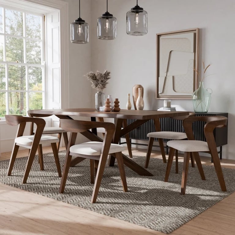 Aurela Rectangular Dining Set – Natural Wood