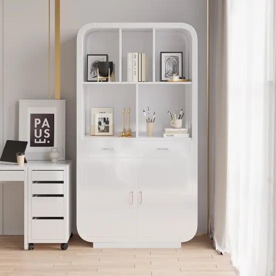 صورة إڤوك– مكتبة خشب طبيعي مزودة بأبواب وأدراج