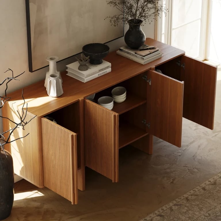 Picture of Tavora Natural Wood Sideboard – Fluted Door Design