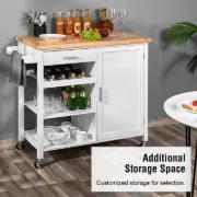 Yonn Rolling Kitchen Island with Solid Wood Top
