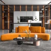 Picture of Timberline Orange Sofa Velvet Upholstered Sofa